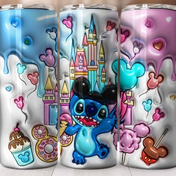 Stitch Mickey Hat Castle Balloons Snacks 20oz Sublimation Tumbler - Picture 1 of 1